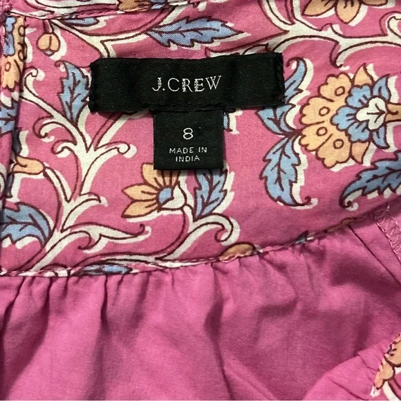 J.Crew Embroidered Romper Women’s Sz 8 Pink Vines Block Print Raglan Puff Sleeve - Picture 16 of 16